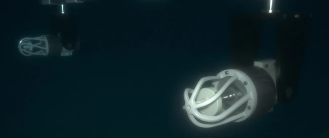 Two FiGS sensors are shown mounted on an ROV for contactless CP measurements.