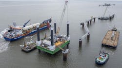 Van Oord was responsible for the procurement and construction of the FSRU jetty. In total, Van Oord installed 10 monopiles, including scour protection to prevent erosion. The foundations were then equipped with platforms, catwalks and furniture. Van Oord was responsible for the procurement and construction of the FSRU jetty. In total, Van Oord installed 10 monopiles, including scour protection to prevent erosion. The foundations were then equipped with platforms, catwalks and furniture.