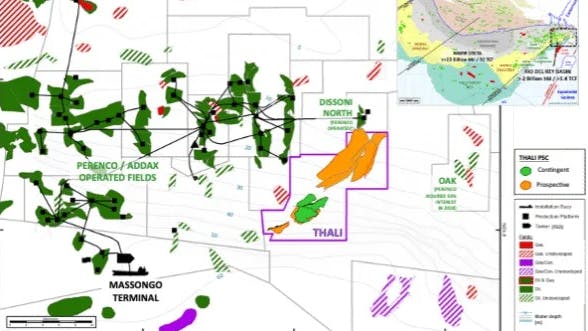 Tower Resources Cameroon holds a 100% interest in the shallow-water Thali production sharing contract in the Rio del Rey Basin offshore Cameroon.
