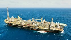 Petrobras, the operator, and Equinor started production from the first two wells of the IOR project at Roncador in April 2022. The P62 FPSO at the Roncador field is pictured. Petrobras, the operator, and Equinor started production from the first two wells of the IOR project at Roncador in April 2022. The P62 FPSO at the Roncador field is pictured.