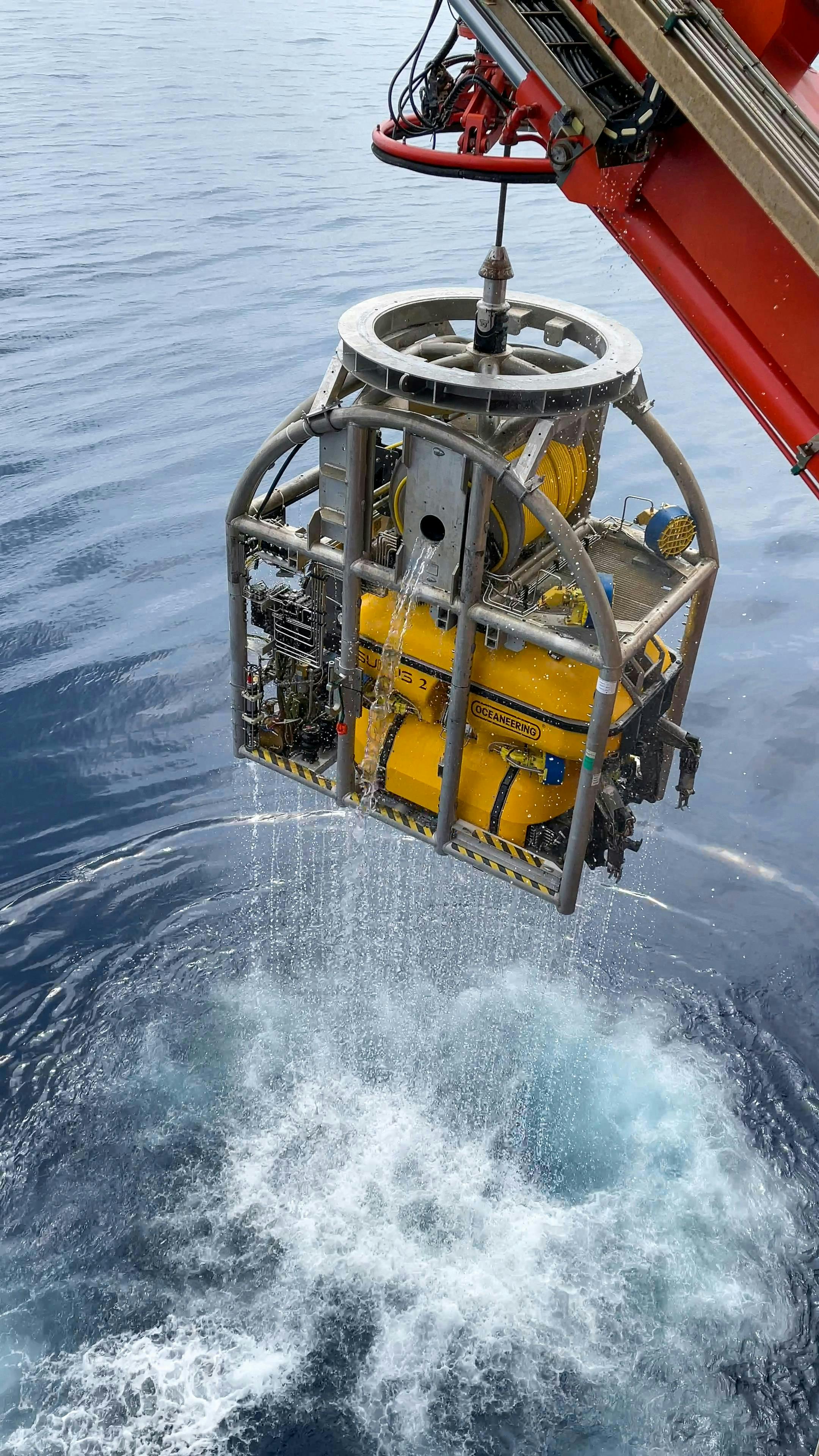 The Isurus ROV is extracted after completing offshore operations.