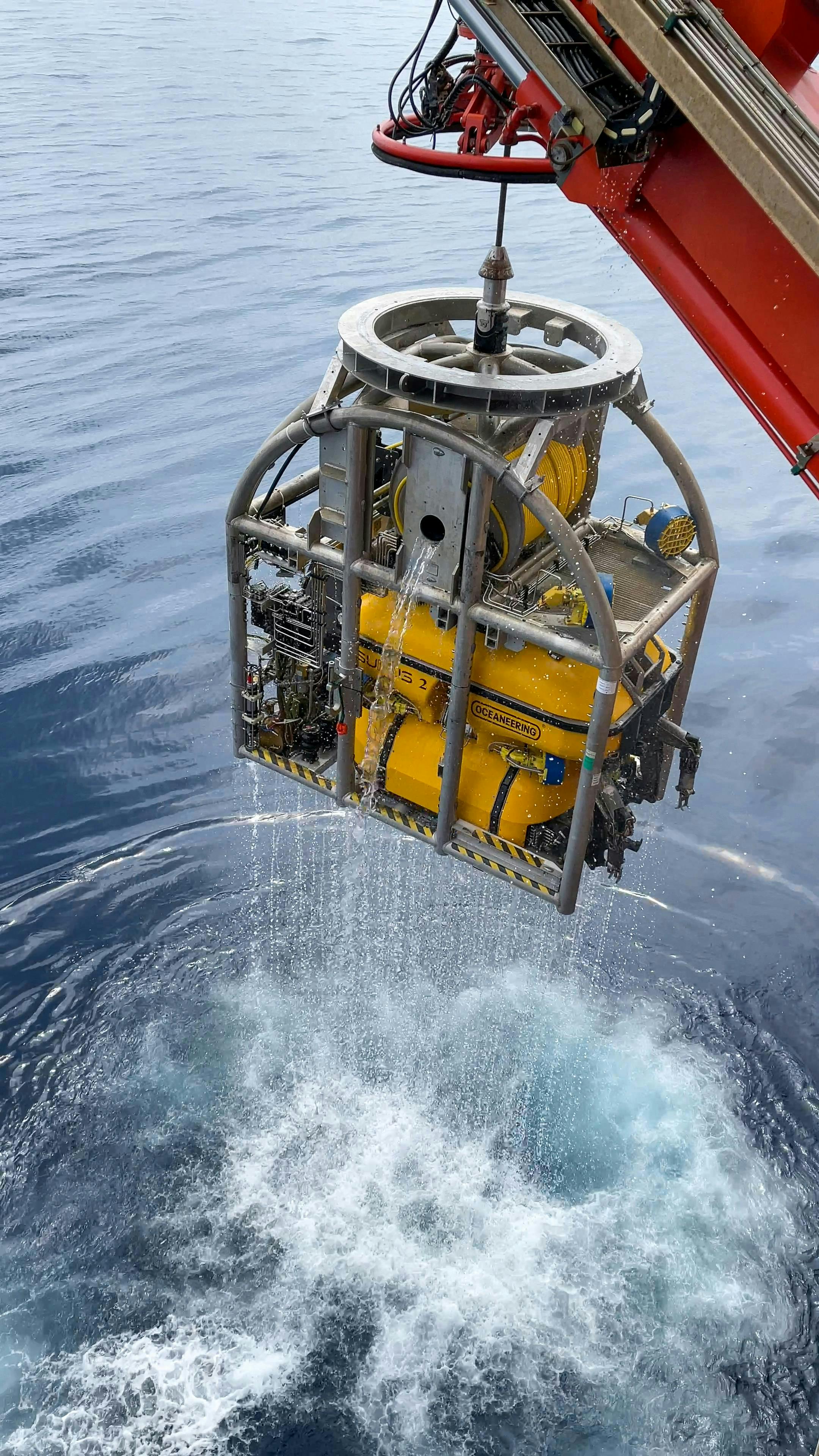 The Isurus ROV is extracted after completing offshore operations. The Isurus ROV is extracted after completing offshore operations.