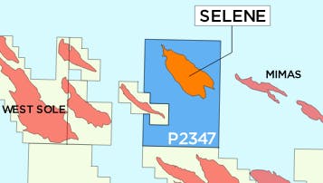 The Deltic license is in blue and licensed blocks are in yellow.