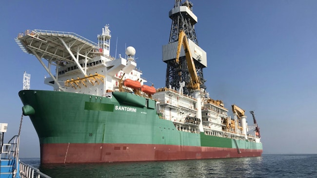 Saipem's Santorini drillship will be reportedly undertaking drilling operations at Galp Energia's Mopane discovery site offshore Namibia.