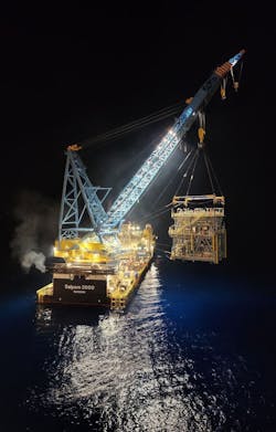 Energean says the scale of the lift and the maritime environment necessitated multi-team cooperation. Energean says the scale of the lift and the maritime environment necessitated multi-team cooperation.