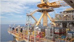 Chevron started production at Tahiti in 2009, with two subsea drill centers in Green Canyon blocks 596 and 640 producing into a floating production facility supported by a truss spar. Chevron started production at Tahiti in 2009, with two subsea drill centers in Green Canyon blocks 596 and 640 producing into a floating production facility supported by a truss spar.