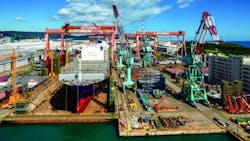 Hyundai Heavy Industries' shipyard in Ulsan Hyundai Heavy Industries' shipyard in Ulsan