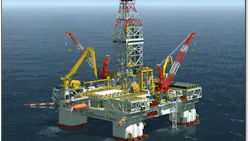 Artistic representation of Friede & Goldman's ExD 1000M semisubmersible rig design.