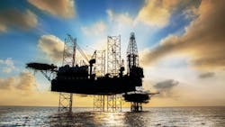 jackup rig at sunset jackup rig at sunset