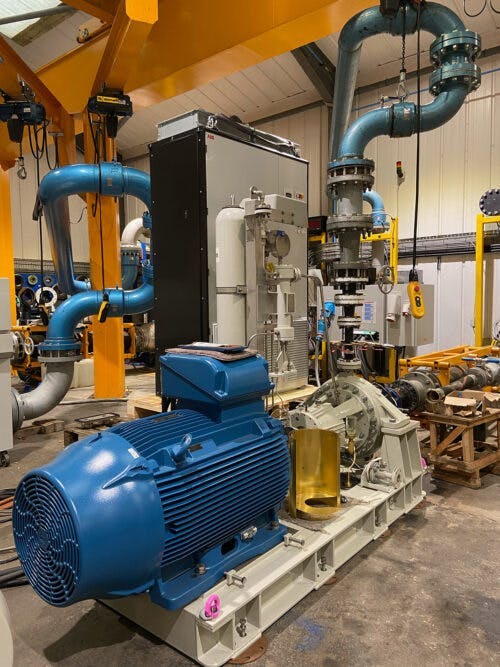 ADNOC refurbished pump undergoing testing ADNOC refurbished pump undergoing testing