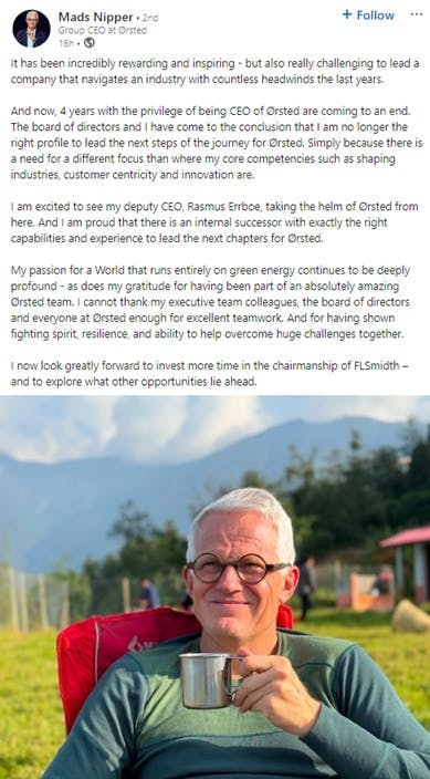 Orsted CEO Mads Nipper stepping down Orsted CEO Mads Nipper stepping down