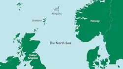 Map of Penguins offshore UK and Norway