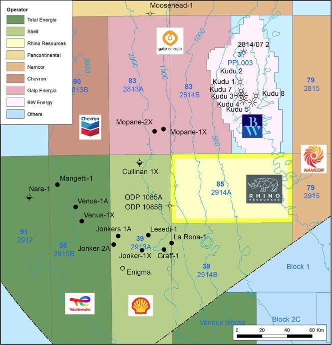 Offshore Namibia map of assets