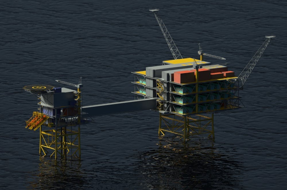 Conceptual hydrogen plant layout for repurposed large oil and gas asset