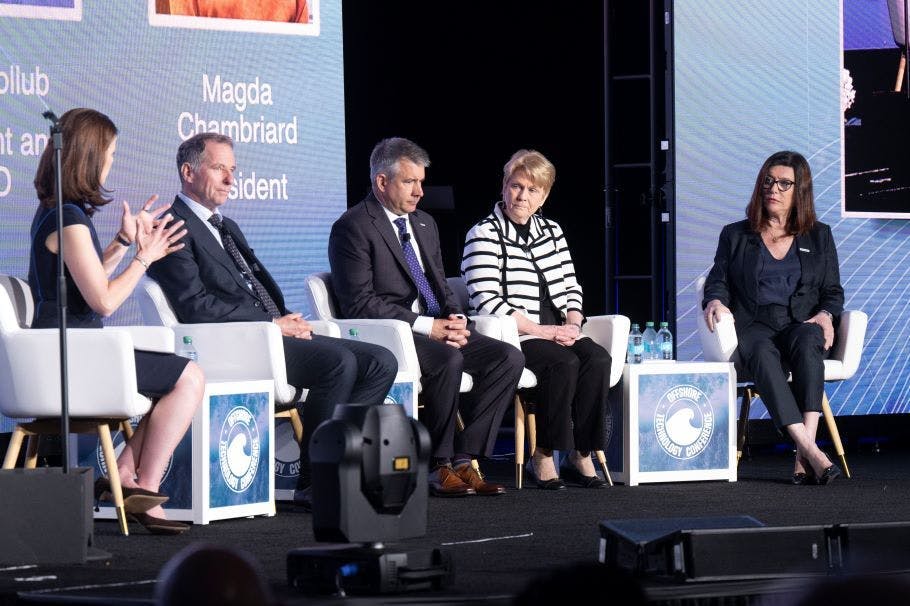 Pictured left to right: Moderator Nancy Hungerford, managing director of FTI Consulting, with panelists Jarand Rystad, Erik Milito, Vicki Hollub and Magda Chambriard