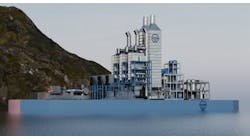 Rendering of the Ocean-Power led floating gas power plant with carbon capture. Rendering of the Ocean-Power led floating gas power plant with carbon capture.