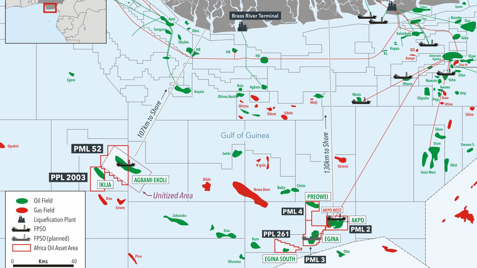 Following the completion of an amalgamation agreement with BTG in March, Africa Oil wholly owns an equity interest in Prime Oil & Gas Co&ouml;peratief U.A., which has producing assets in Nigeria&rsquo;s deepwater Niger Delta Basin, operated by Chevron and TotalEnergies.