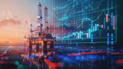 an AI-generated stock art photo of a rig with chart data overlay an AI-generated stock art photo of a rig with chart data overlay