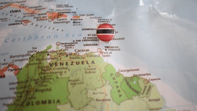 map of Trinidad and Tobago in the Caribbean Sea