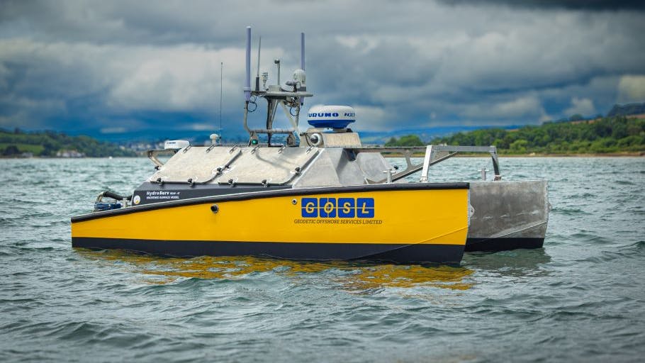 The REAV-47 vessel sails offshore.