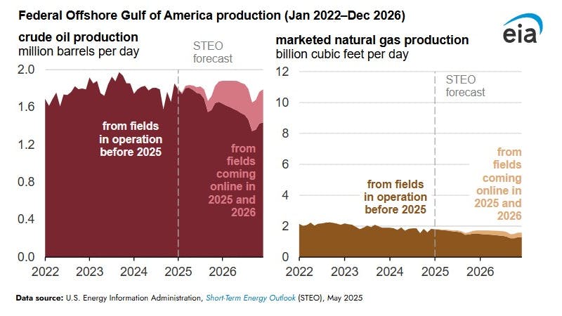 Crude oil production in the US Gulf expected to increase slightly over next two years