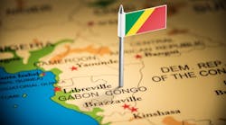 Congo marked with a flag on the map. Congo marked with a flag on the map.