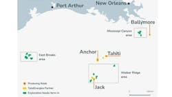 Map of TotalEnergies producing fields in the Gulf of Mexico. Map of TotalEnergies producing fields in the Gulf of Mexico.