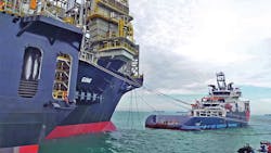 Golar LNG's Gimi FLNG vessel. Golar LNG's Gimi FLNG vessel.