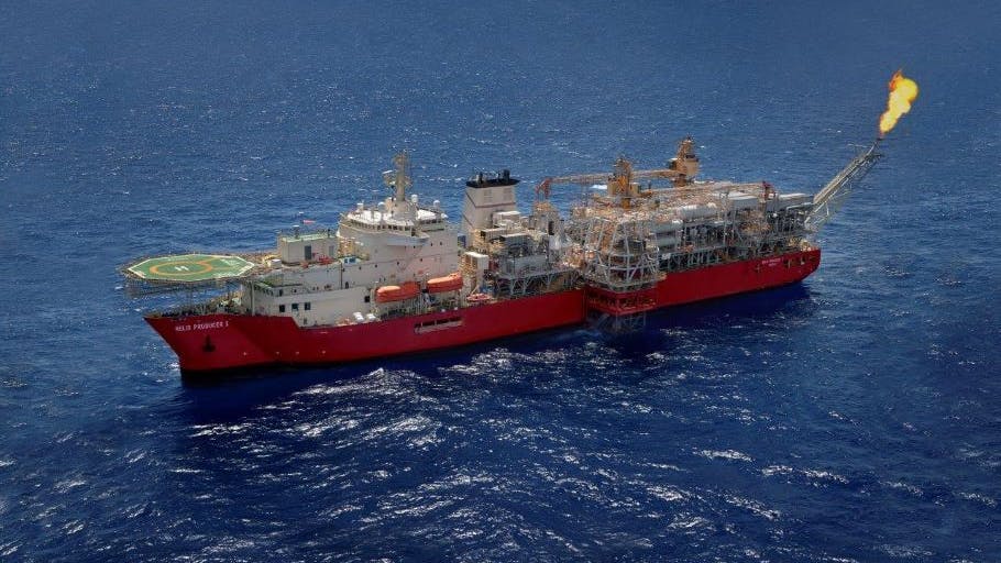 FPSO unit sailing offshore.