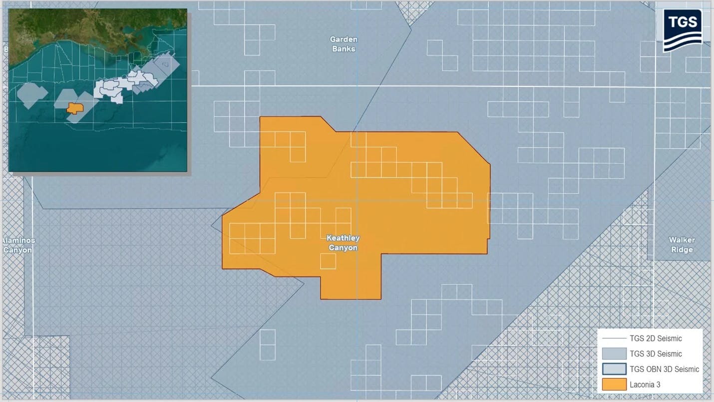 Laconia III map of seismic coverage.