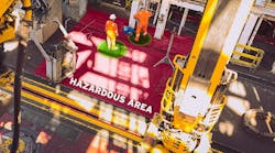 Simulation of workers being monitored while operating in a red zone. Simulation of workers being monitored while operating in a red zone.