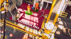 Simulation of workers being monitored while operating in a red zone Simulation of workers being monitored while operating in a red zone