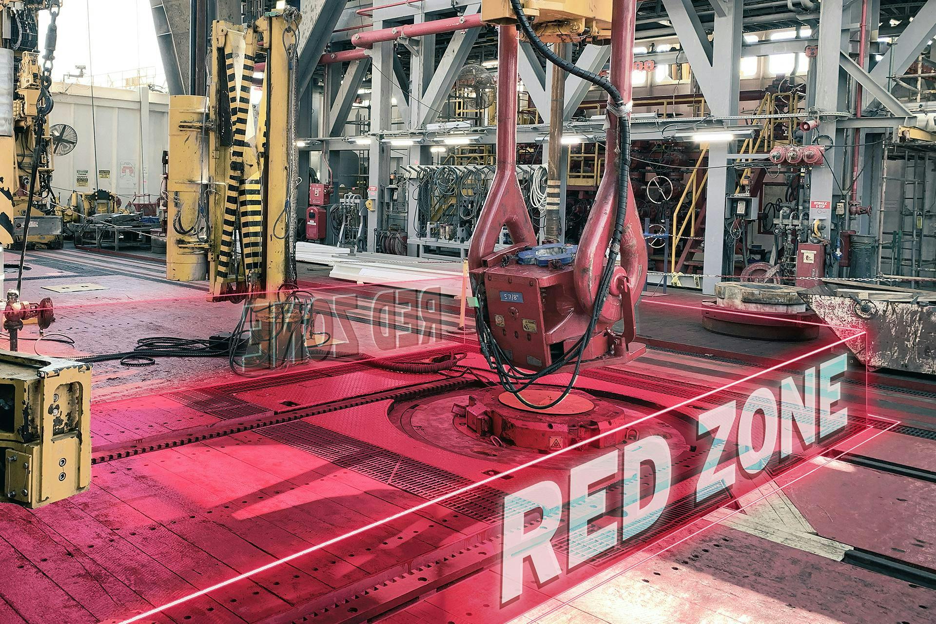 Example of a digital red zone erected around hazardous equipment.