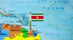 Map of Suriname and surrounding countries, with Atlantic Ocean. Map of Suriname and surrounding countries, with Atlantic Ocean.