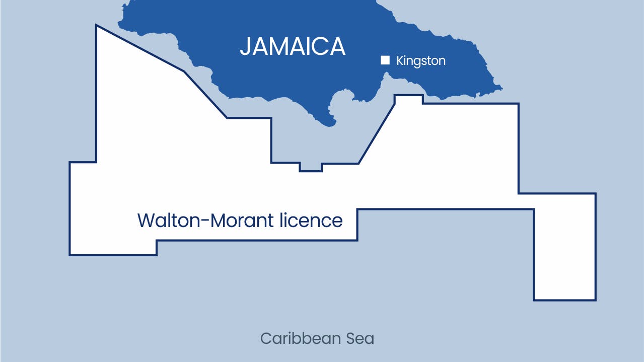 Map of Walton-Morant license offshore Jamaica