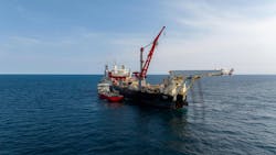 Solitaire vessel completes pipelaying work in the North Sea. Solitaire vessel completes pipelaying work in the North Sea.