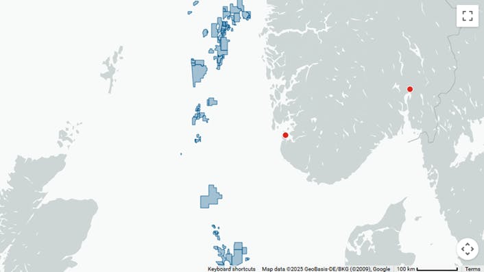 DNO's North Sea assets are highlighted on the map.