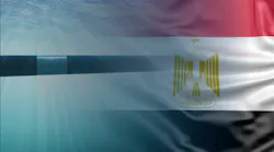 Illustration of Longitude Engineering equipment and the Egyptian flag blend together.