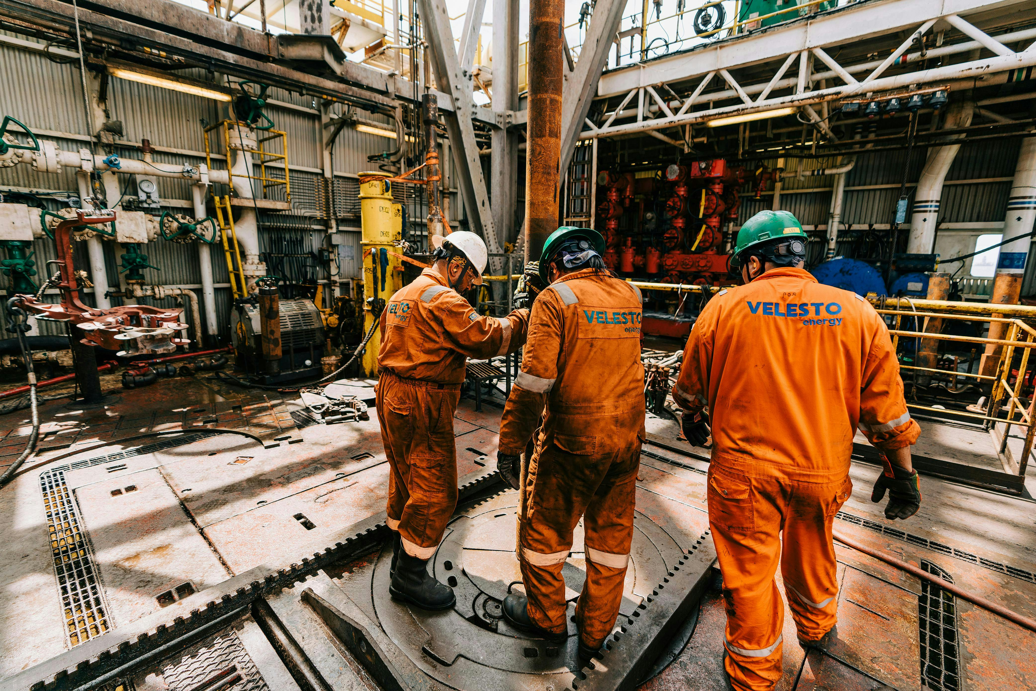 Drillfloor activity on a Velesto jackup rig.