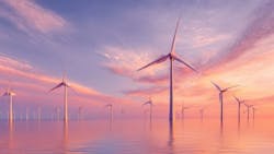 AI-generated offshore wind farm painting. AI-generated offshore wind farm painting.