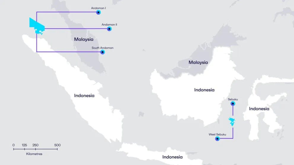 Map of Mubadala Energy's production sharing contract areas offshore Indonesia