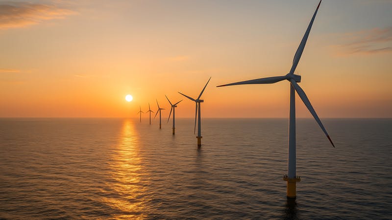 offshore wind farm sunset