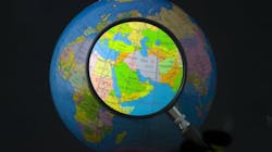 Magnifying glass focusing on Middle East. Magnifying glass focusing on Middle East.