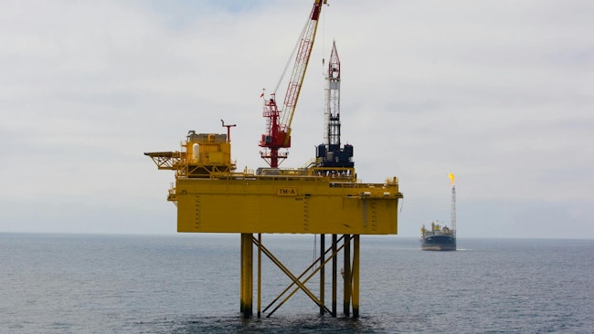 Offshore Maari Field wellhead platform and Raroa FPSO vessel