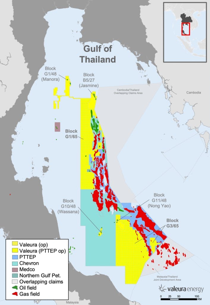 Gulf of Thailand map highlights G1 and G3 blocks