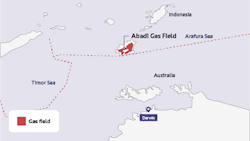 Map of Abadi gas field offshore Indonesia Map of Abadi gas field offshore Indonesia