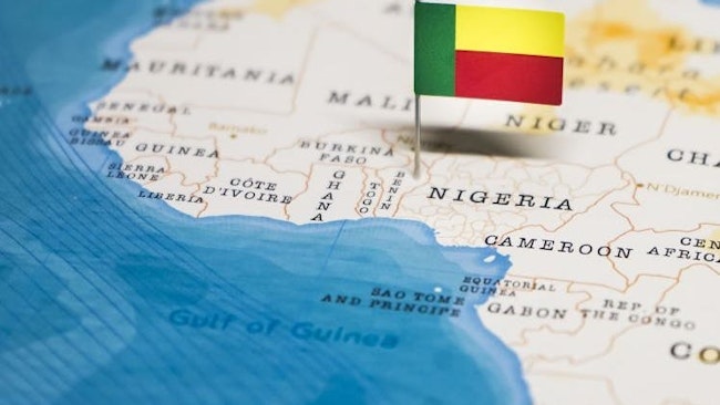 Benin map and country flag