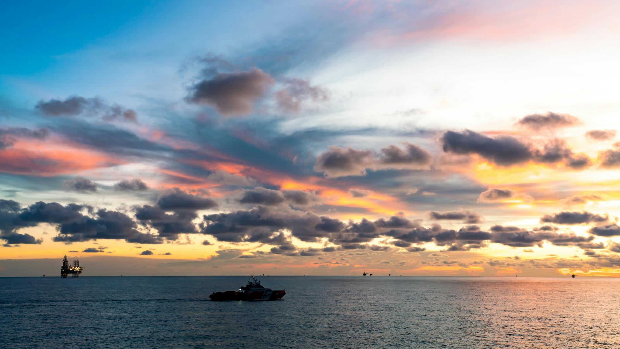 stock art image of offshore oil and gas operations