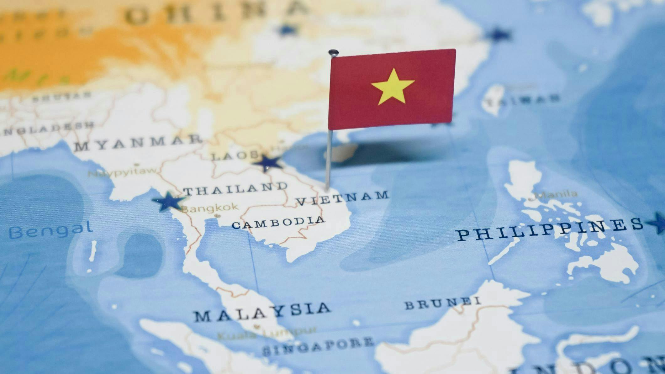 offshore Vietnam map and country flag offshore Vietnam map and country flag
