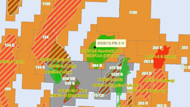 Map highlights well 6506/12-PB-3 H
